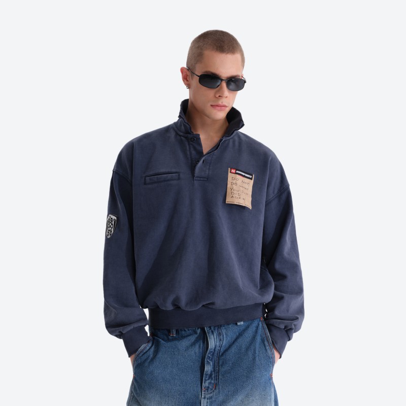 Referee‑style Polo‑collar Sweatshirt